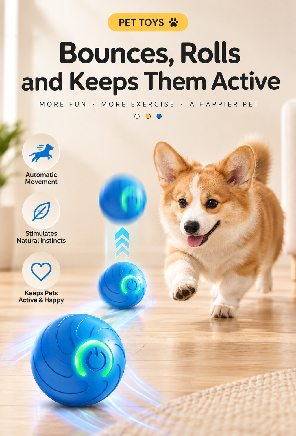 Interactive Jumping Ball – Rechargeable Automatic Pet Toy