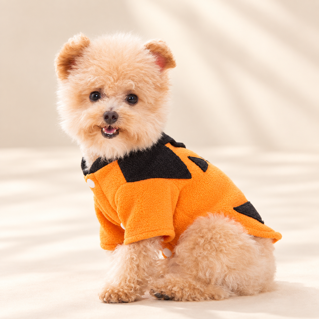 Halloween Pumpkin Pet Costume – Cozy Jack-O’-Lantern Outfit